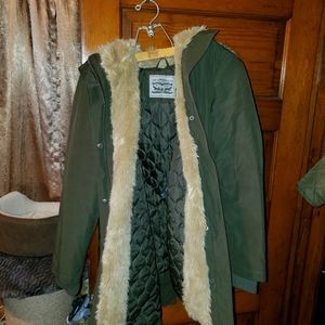 Levi's Green Ski Jacket with Faux Fur Trim